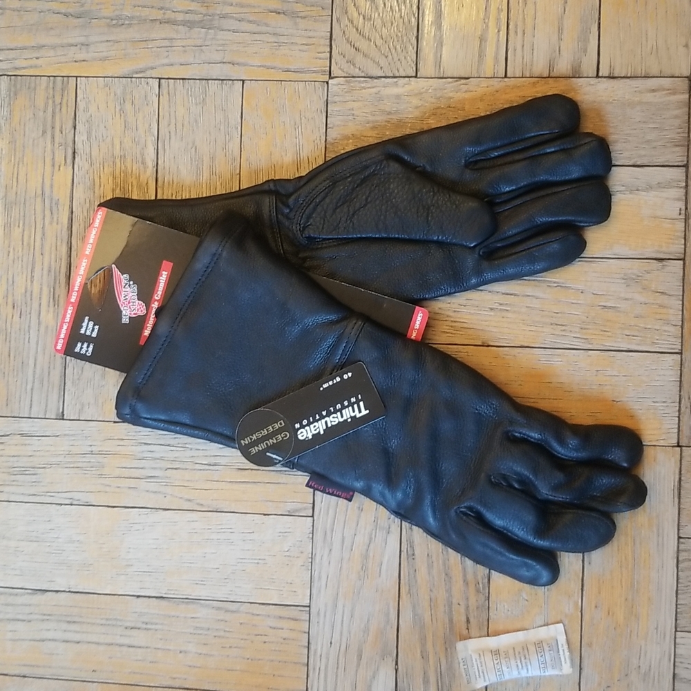 Red wing shoes gloves motorcycle gauntlet medium black